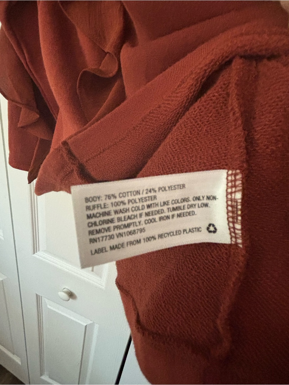 a new day (Target) Rust Ruffle-Trim Long Sleeve Sweatshirt - Picture 6 of 7